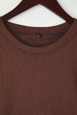 Wardrobe Essentials Kahverengi Bisiklet Yaka Relaxed/Rahat Kal?p Orme T-shirt | TWOAW26TS00010 - Trendyolmilla фото 6