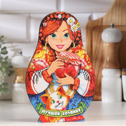 Цена за 2 шт. Доска разделочная сувенирная Дарим Красиво «Матрёшка. Лучшей хозяйке», 15×23 см, дерево, разноцветная