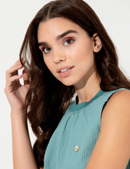 Koyu Mint Comfort Fit Kolsuz Bluz - Pierre cardin фото 2