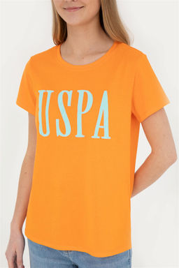 Женская оранжевая футболка с круглым вырезом - U.s. polo assn фото 6