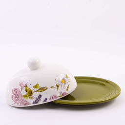 60258 Масленка с крышкой 2пр Розовый сад доломит LR (х24)