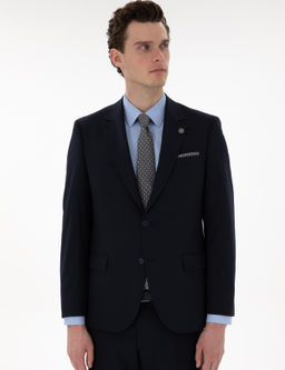 Lacivert Slim Fit Tak_m Elbise