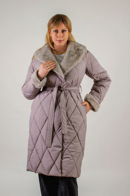 Стеганое пальто с меховой отделкой арт. 23153