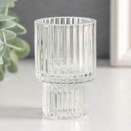 Цена за 2 шт. Стеклянный подсвечник «Цилиндр. Столбик», двухсторонний, прозрачный, d=2 и 3.5 см, 4.2×4.2×6.8 см