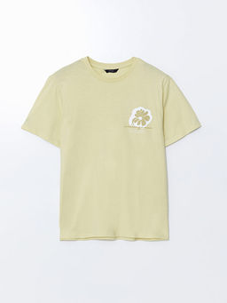 Bisiklet Yaka K?sa Kollu Bask?l? Penye Erkek Ti??rt