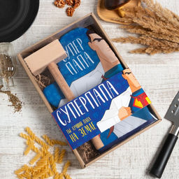 Кухонный набор Супер папа,варежка-прихватка 20х28см, молоток деревянный