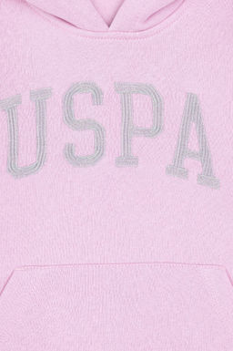 K_z _ocuk Pembe Kap__onlu Basic Sweatshirt