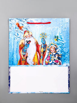 Цена за 2 шт. Пакет подарочный новогодний ламинированный, «Дед Мороз и снегурочка», 26×12×32 см