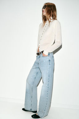 Z1975 LOOSE MID-WAIST PAINT-EFFECT JEANS - Zara фото 15