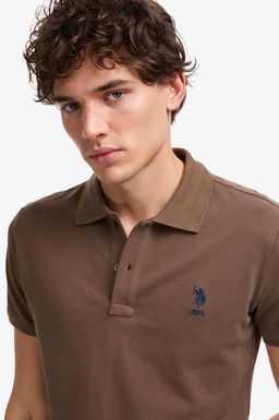 Erkek Slim Fit Polo Yaka Kahverengi Basic Ti__rt - U.s. polo assn фото 2