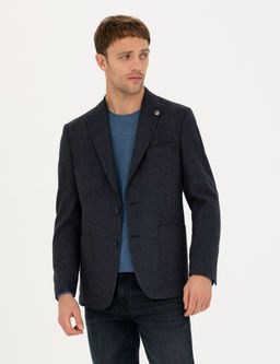 Lacivert Slim Fit Y_n Kar___ml_ Ceket