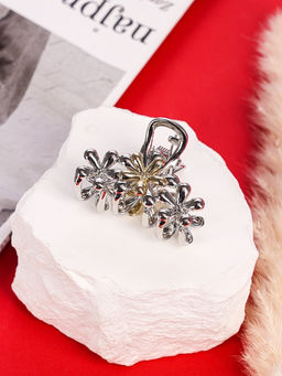 Цена за 6 шт. Крабик для волос «Хизер», цветы галант, 4 см, серебро