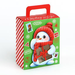 Коробка подарочная новогодняя складная с 3D эффектом Снеговичок, 18 x 15 x 7.5 см - Дарите счастье фото 2