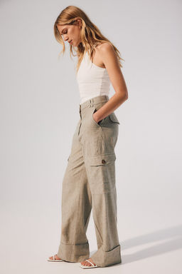 Pantalon cargo en mezcla de lino - H&m фото 3