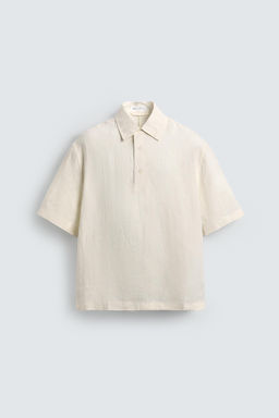 CAMISA POLO BOXY FIT 100% LINO / Crudo - Zara фото 6