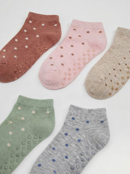 Bask?l? K?z Bebek Soket ?orap 5li