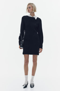 Vestido en punto de canale con escote barco