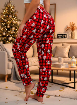 Брюки женские, модель 162, трикотаж (42 размер, Ёлочка, красный)