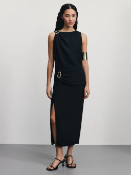 Юбка миди с разрезом и пряжкой из вискозы / Zarina