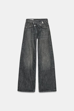 JEANS TRF WIDE LEG CINTURA CRUZADA TIRO ALTO / Negro - Zara фото 9