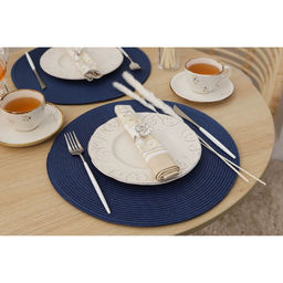 Салфетки сервировочные на стол Доляна Лофт, 4 шт., d=38 см, синие фото 6