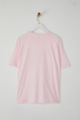 TRENDYOLMILLA Ac?k Pembe %100 Pamuk Kokteyl Bask?l? Oversize/Genis Kesim Orme T-Shirt TWOSS25TS00163 фото 6