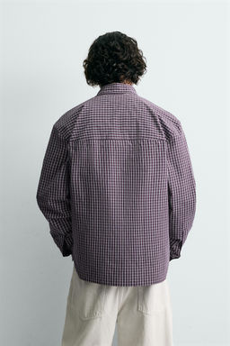 CAMISA RELAXED FIT CUADROS / Burdeos - Zara фото 3