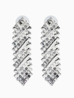 Набор 2 пред-а: серьги, колье со стразами "Лёд" дорожки, d=13,5см, цвет белый в серебре