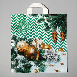 Цена за 25 шт. Новый год. Пакет "Иней", полиэтиленовый с петлевой ручкой 40 х 42 см.