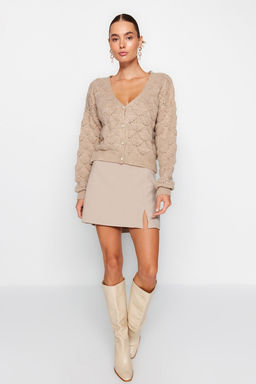 TRENDYOLMILLA Vizon Ajurlu/Delikli V Yaka Triko H?rka TWOAW24HI00311  фото 3