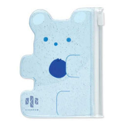 Картодержатель пластиковая арт. 52576/ 12 СИНИЙ МИШКА ( 11.5x8.5 см, глиттерный ПВХ, 1 отделение (-я