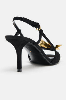 LEATHER SLINGBACK SANDALS WITH APPLIQU_ - Zara фото 4