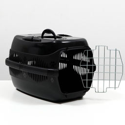 Переноска для животных до 12 кг Пижон 49х33х32см, металлическая дверь, черная  фото 4