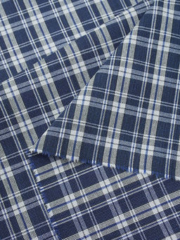 Пестрядь Двойная клетка цв.джинсово-синий/св.серый, ш.1.5м, хлопок-100%, 130гр/м.кв - Купава фото 2