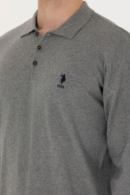 Свитер мужской U. S. Polo Assn Basic серый меланж из хлопка - U.s. polo assn фото 27