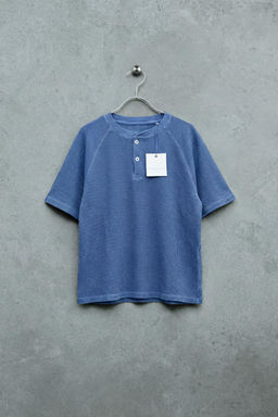 STORIESZ - CAMISETA CUELLO PANADERO WAFFLE / Azul