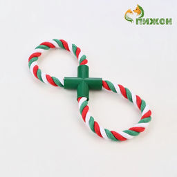 Игрушка тренировочная канатная Зимняя восьмёрка, до 20 см, 100 г,красная/белая/зелёная 79161 - Пижон фото 5