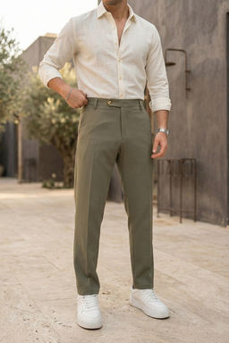 Haki Esnek Likral? Slim Fit Bilek Boy Erkek Pantolon TMNSS26PL00019