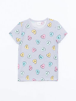 Bisiklet Yaka Bask?l? K?z ?ocuk ?ortlu Pijama Tak?m?