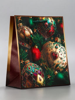 Цена за 2 шт. Пакет подарочный новогодний ламинированный, «Новогодний», 18×10×22.3 см