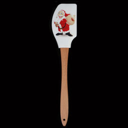 Лопатка кулинарная силиконовая 31х6,5 см с деревянной ручкой / H-211 /уп 130/ Новогодняя/ 0,071/ 0,044