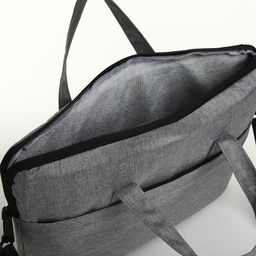 Сумка для ноутбука на молнии, наружный карман, держатель для чемодана, длинный ремень, 37.5×3×27.5 см, серая