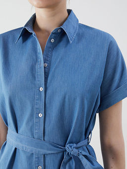 G?mlek Yaka Ku?akl? Jean Elbise