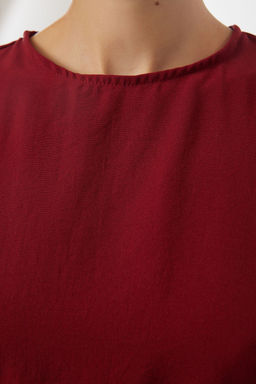 Bordo Kusakl? Duz Mini Dokuma Elbise TWOAW24EL00337