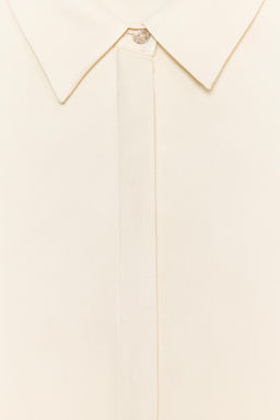CAMISA SATINADA ENCAJE / Crudo - Zara фото 8