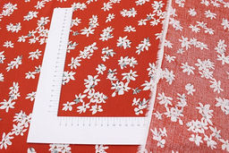 Штапель Жасминовые цветочки на кирпично-терракотовом, ш.1.43м, вискоза-100%, 100гр/м.кв - Купава фото 5