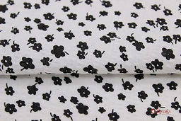 Импорт.хлопок Жатка Цветочная легкость (черные цветочки), СОРТ2, ш.1.30м, хлопок-100%, 80гр/м.кв - Купава фото 4