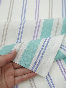 Холст полотенечный Полоска цв.мятный/синий/сиреневый, ш.0.5м, лен-30%, хл-70%, 140гр/м.кв - Купава фото 3