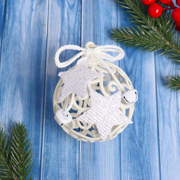 Цена за 2 шт. Ёлочная игрушка Звёздные кружева, шар новогодний, d=8 см, белый