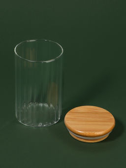 Органайзер для хранения ватных палочек BAMBOO, ребристый, с крышкой, d=6.5×10 см, прозрачный